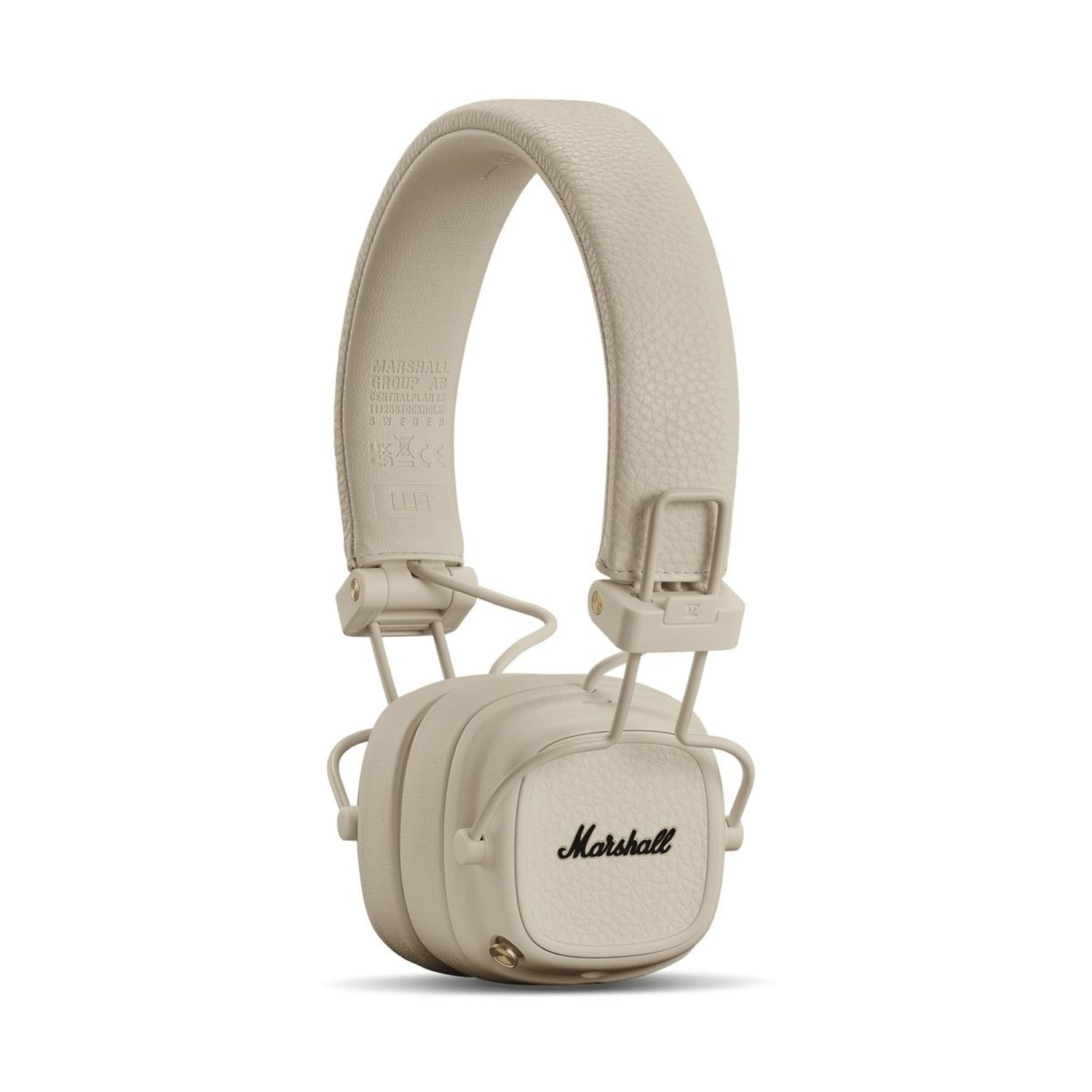 Cuffie Marshall beige con il logo Marshall.
