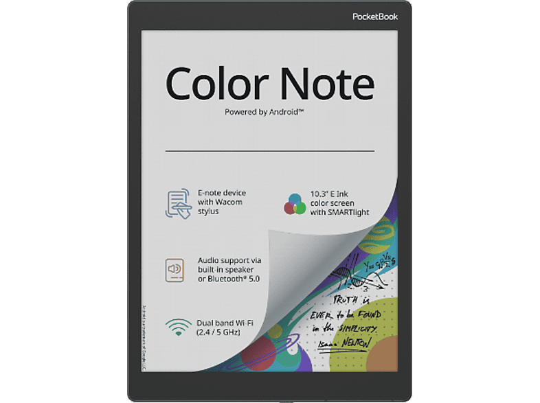PocketBook Color Note, 10.3, Pantalla a Color, 32 GB Memoria Interna, 4 RAM, 1404 × 1872, WiFi, Bluetooth, Mar tormentoso