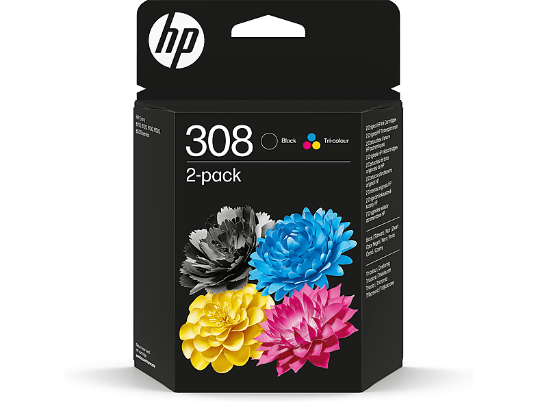 HP 308 Combo Zwarte/driekleureninktcartridges 2 Stuks (6l6s6ue#301)