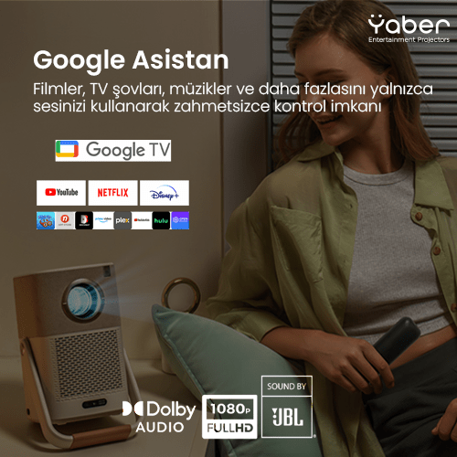 YABER T2 Plus Full-HD 450 Lümen Taşınabilir Bataryalı Projeksiyon