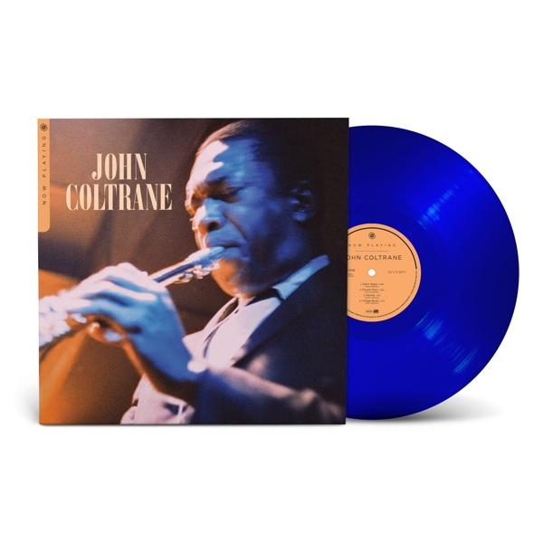 John Coltrane album borítója. Egy férfi szaxofonozik. Egy kék bakelit lemez látható.