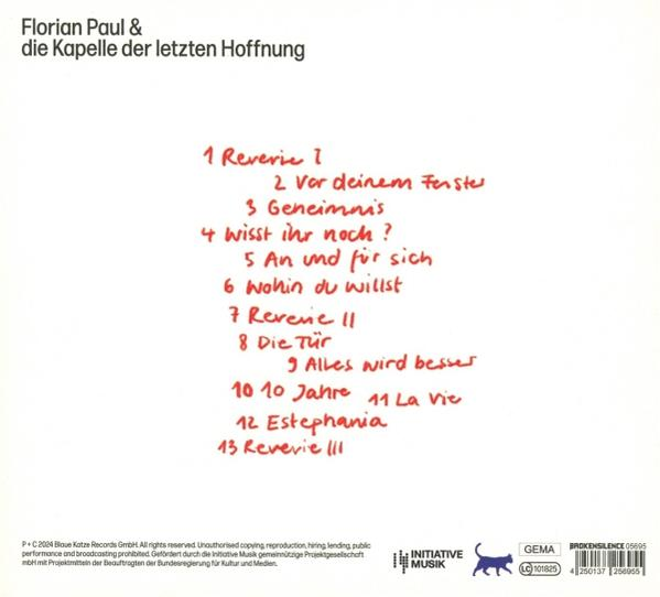 CD-Cover mit roter Titelliste: "Reverie I", "Vor deinem Fenster", "Geheimnis" usw.