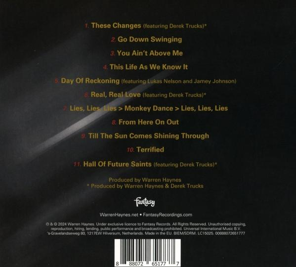 Rückseite eines CD-Covers mit Titellisten, Künstler- und Albuminfos sowie Copyright-Details.
