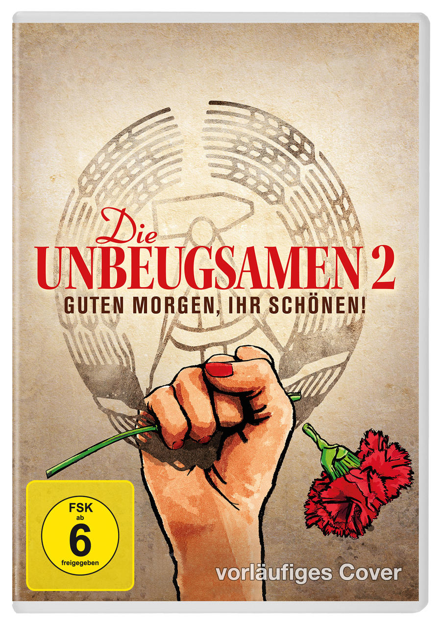 DVD-Cover: Hand hält Blume, Hammer- und Sichel-Emblem, roter Text.
