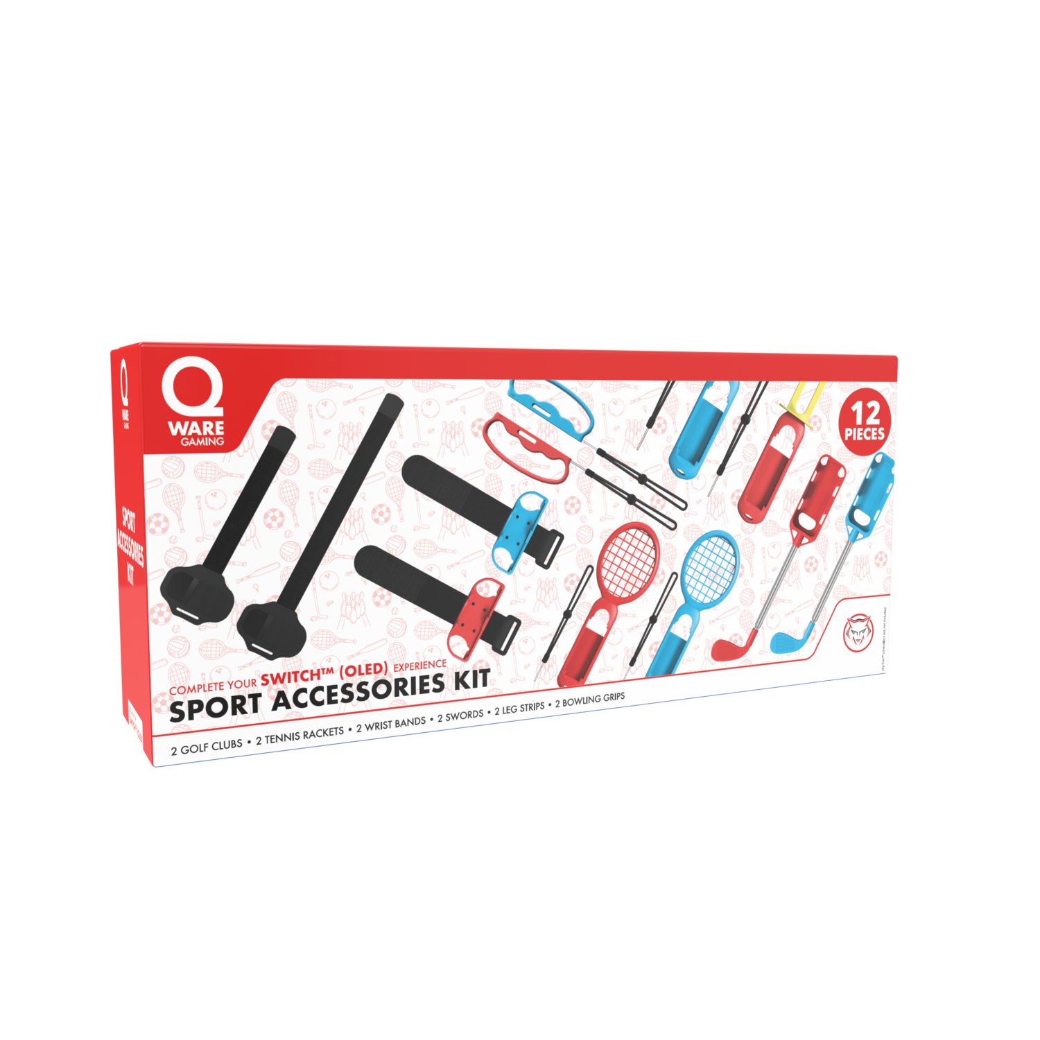 Switch Sport Accessoires Kit in doos, met diverse game-accessoires.