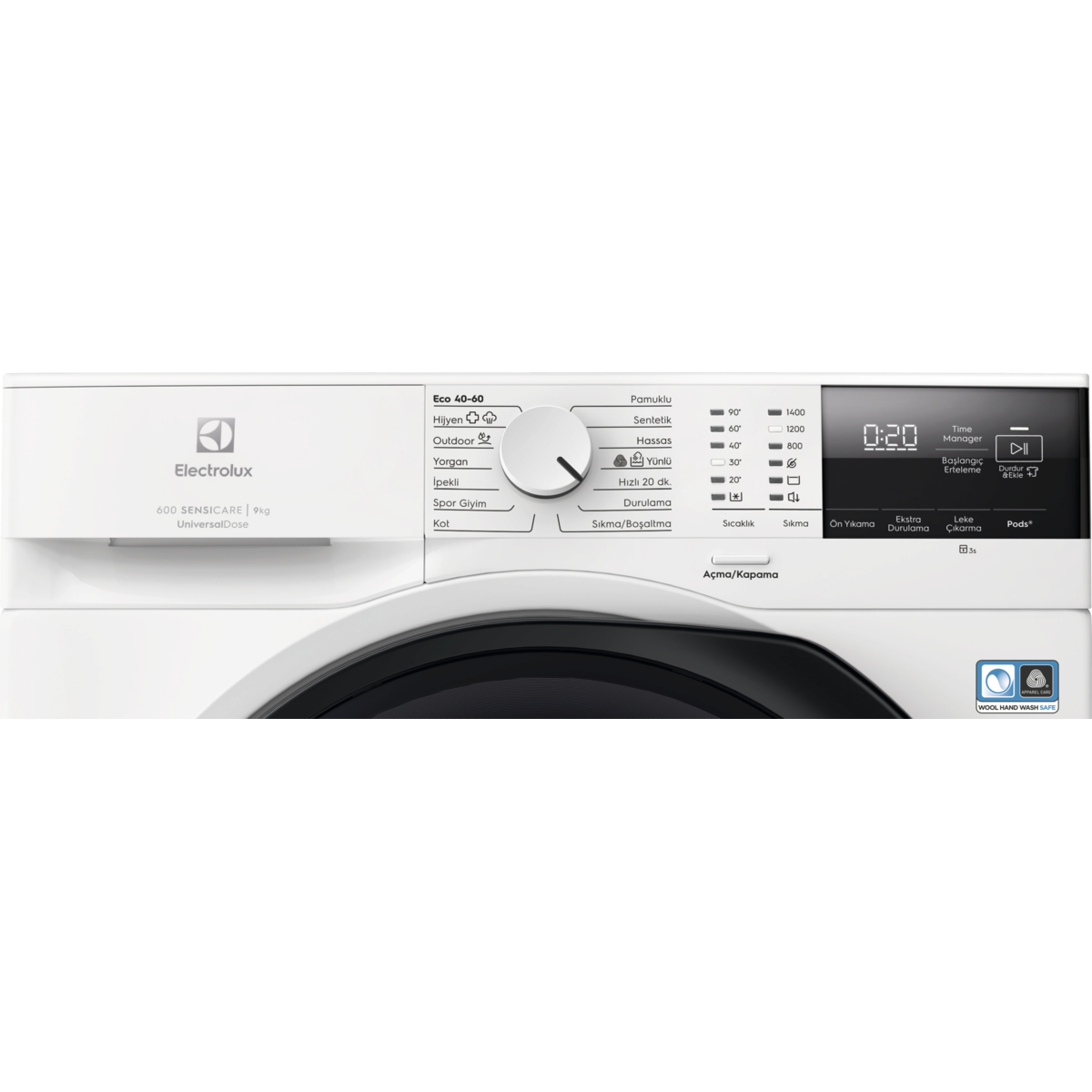 ELECTROLUX EW6F2497UT 600 Serisi SensiCare A Enerji Sınıfı 9 kg 1400 Devir UniversalDose Çamaşır Makinesi Beyaz