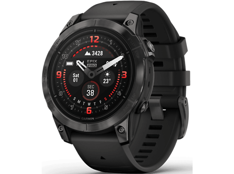 GARMIN Epix Pro Gen 2 okosóra, Sapphire 47 mm, karbonszürke DLC, fekete szilikon szíjjal (010-02803-11)