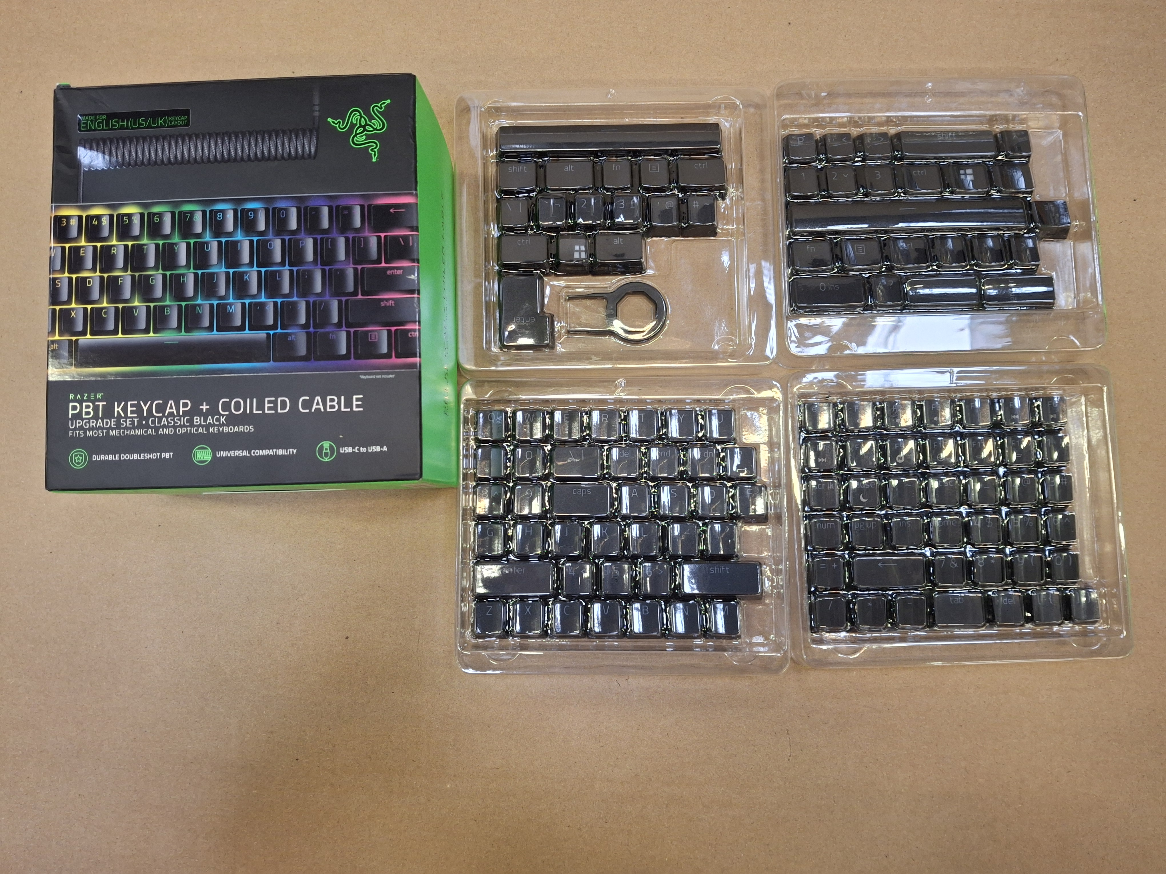 OUTLET - Nakładki na klawisze + kabel RAZER PBT Keycap+Coiled Cable Upgrade Set Classic Czarny