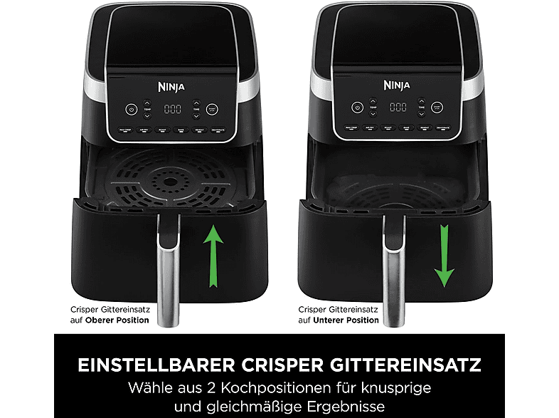 Ninja AF180EU Heissluftfritteuse 6,2 l, 2000 Watt, Schwarz — Foto 4 von 5