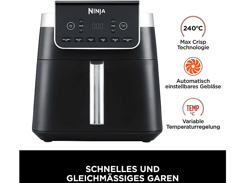 Ninja AF180EU Heissluftfritteuse 6,2 l, 2000 Watt, Schwarz — Foto 5 von 5