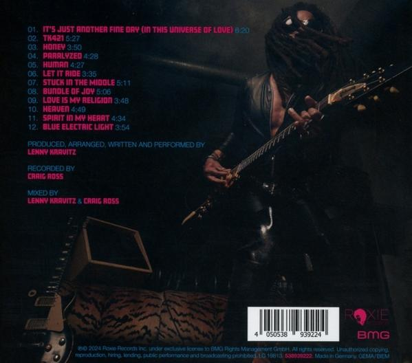Albumcover eines Musikers mit Gitarre. Text enthält Songtitel und Credits. Dunkler Hintergrund mit Tiger.