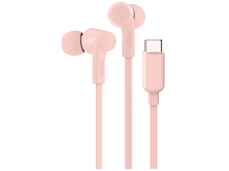 BELKIN SoundForm auricolari con filo e connettore USB-C, Rosa