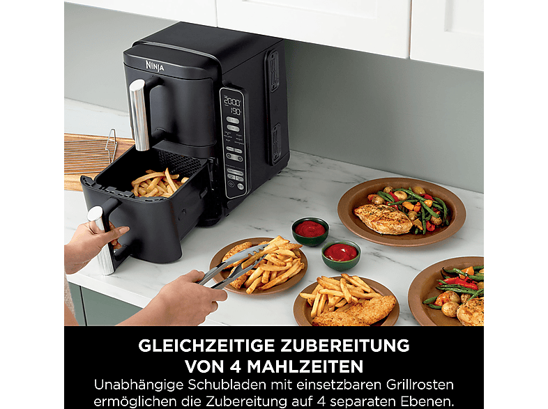 Ninja SL300EU Double Stack 2-Ebenen Heißluftfritteuse 3,8 l + 3,8 l, 2470 Watt, Schwarz — Foto 2 von 5