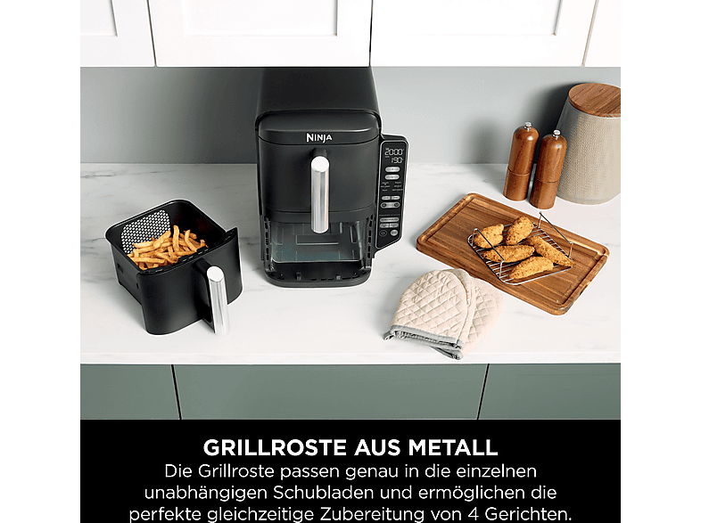 Ninja SL300EU Double Stack 2-Ebenen Heißluftfritteuse 3,8 l + 3,8 l, 2470 Watt, Schwarz — Foto 4 von 5
