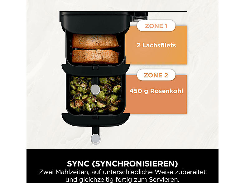Ninja SL300EU Double Stack 2-Ebenen Heißluftfritteuse 3,8 l + 3,8 l, 2470 Watt, Schwarz — Foto 5 von 5
