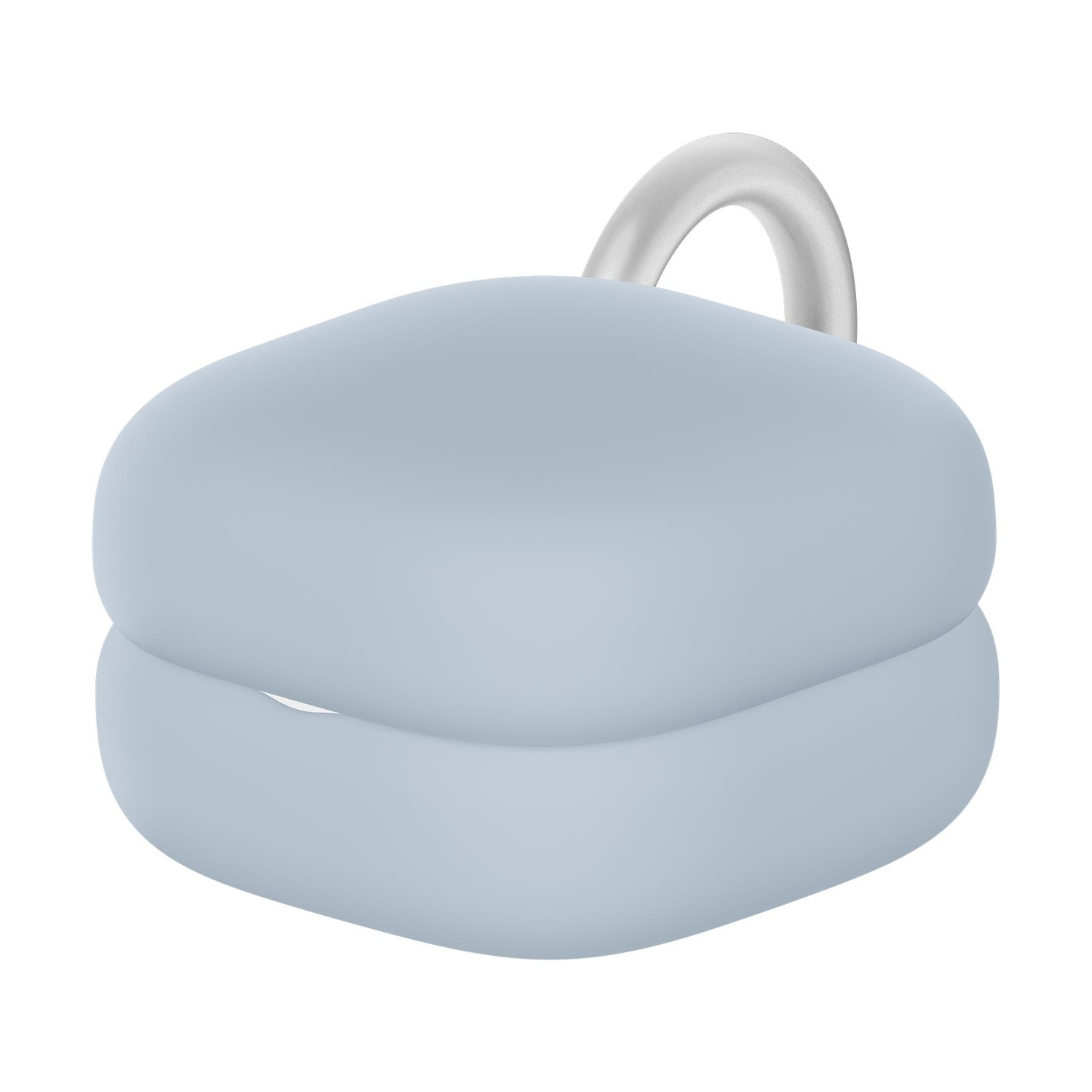 Oggetto azzurro chiaro a due parti, simile al sapone, con un anello d'argento sopra.