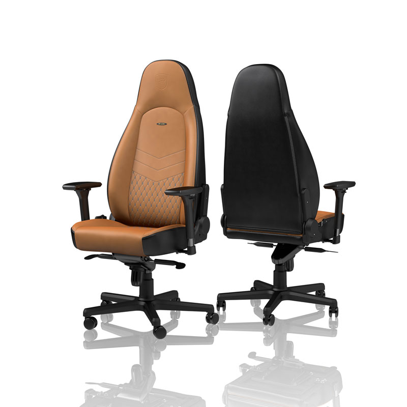 NOBLECHAIRS ICON Echtleder Gamingstuhl, Cognac, Schwarz