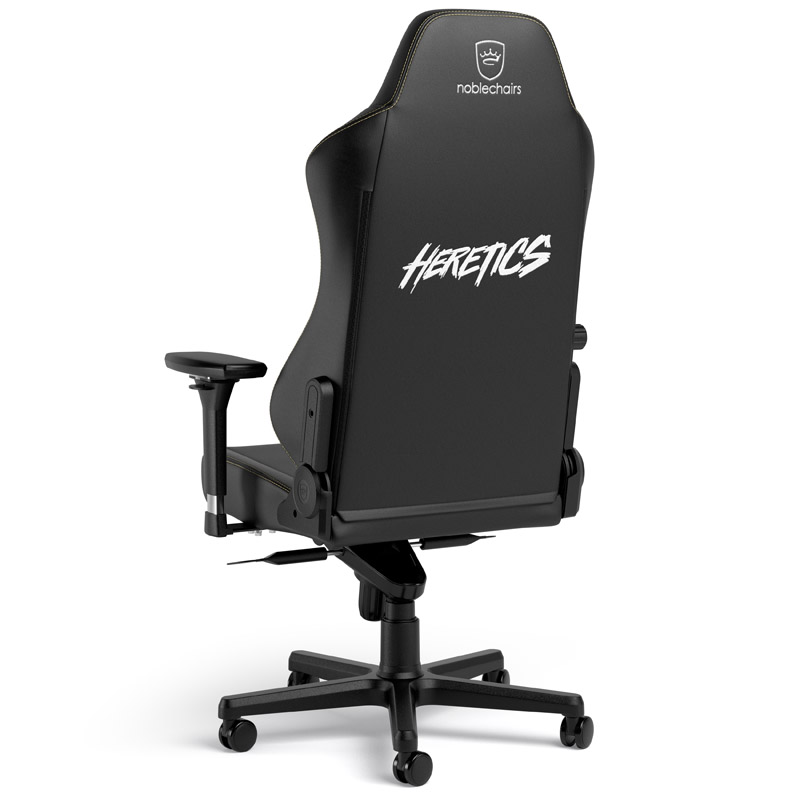 NOBLECHAIRS HERO - Team Heretics Edition Gaming Stuhl, Schwarz, Grau, Gold, Weiß
