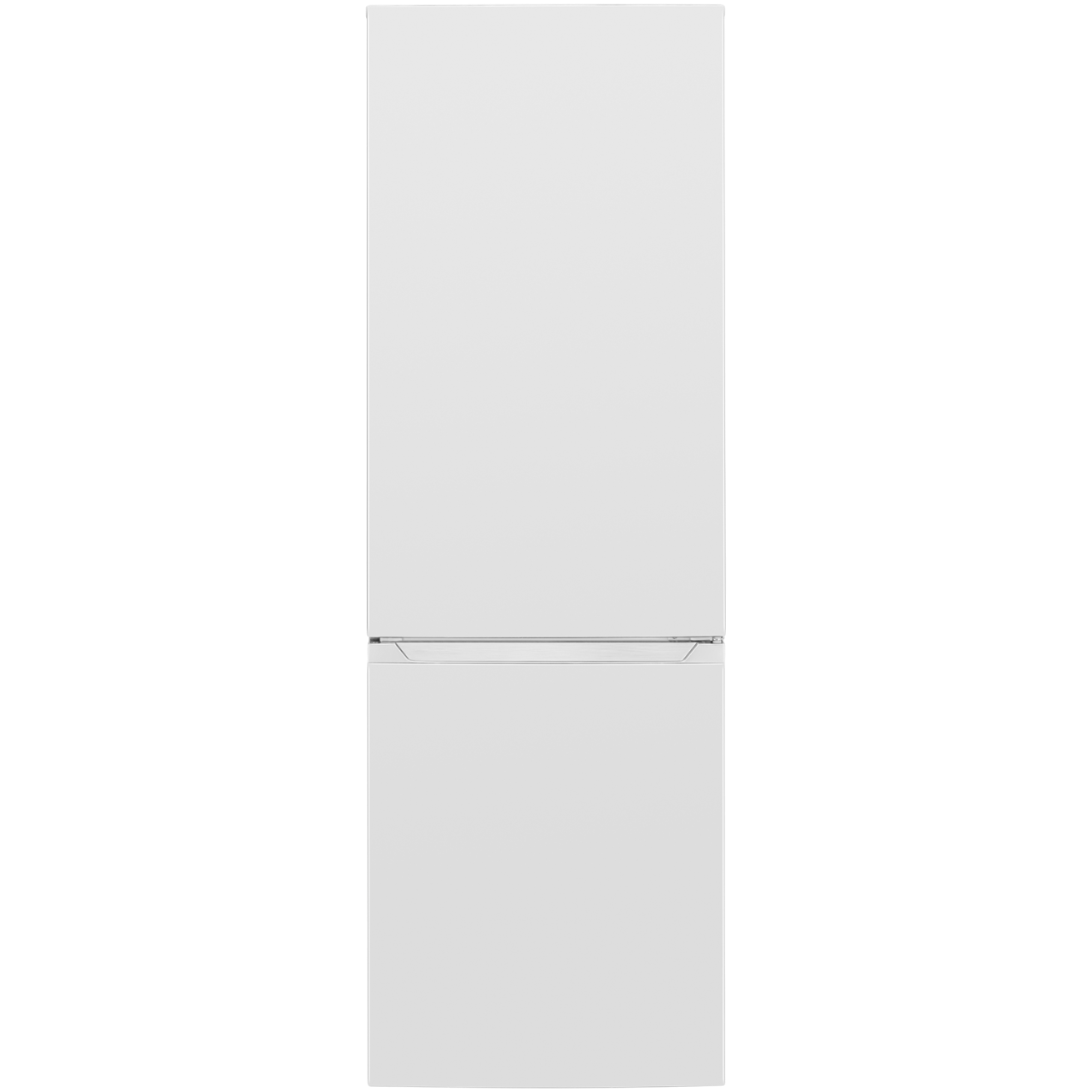 Weißer Kühlschrank mit Gefrierschublade unten. Der Kühlschrank ist hoch und vor schwarzem Hintergrund.