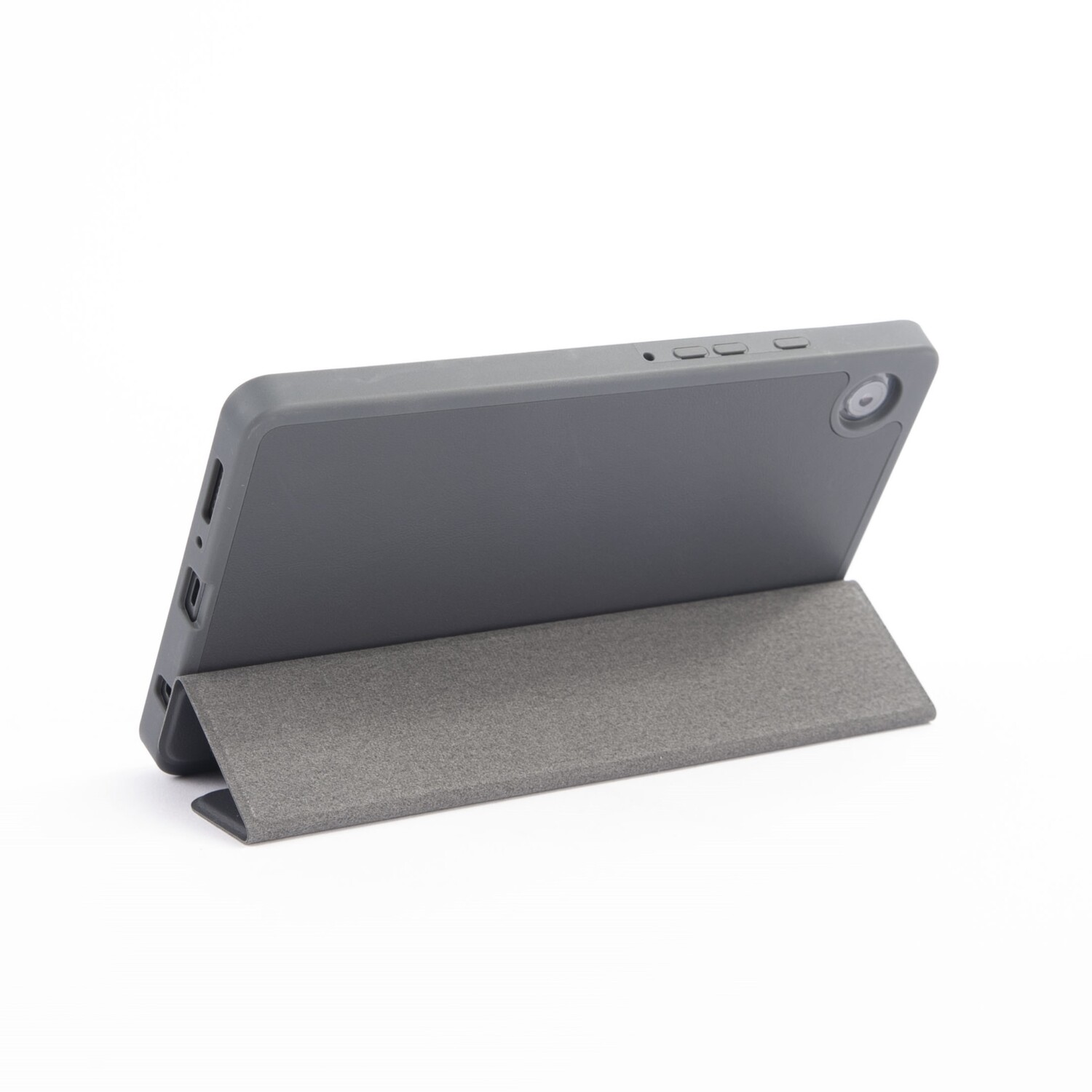 A black Lenovo Legion laptop, angled open, showing the back.