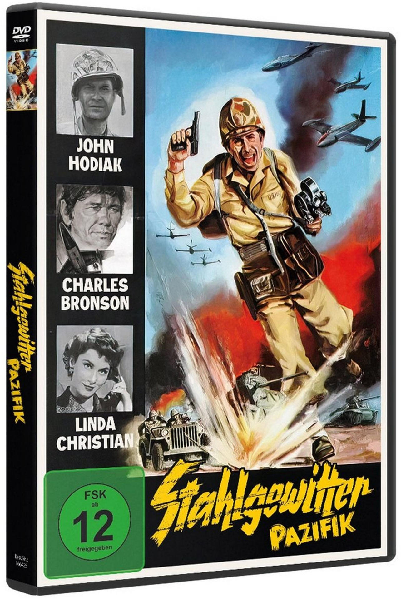 DVD-Hülle von 'Stahlgewitter Pazifik'. Kriegsfilm-Cover mit Schauspielern und Explosionen.