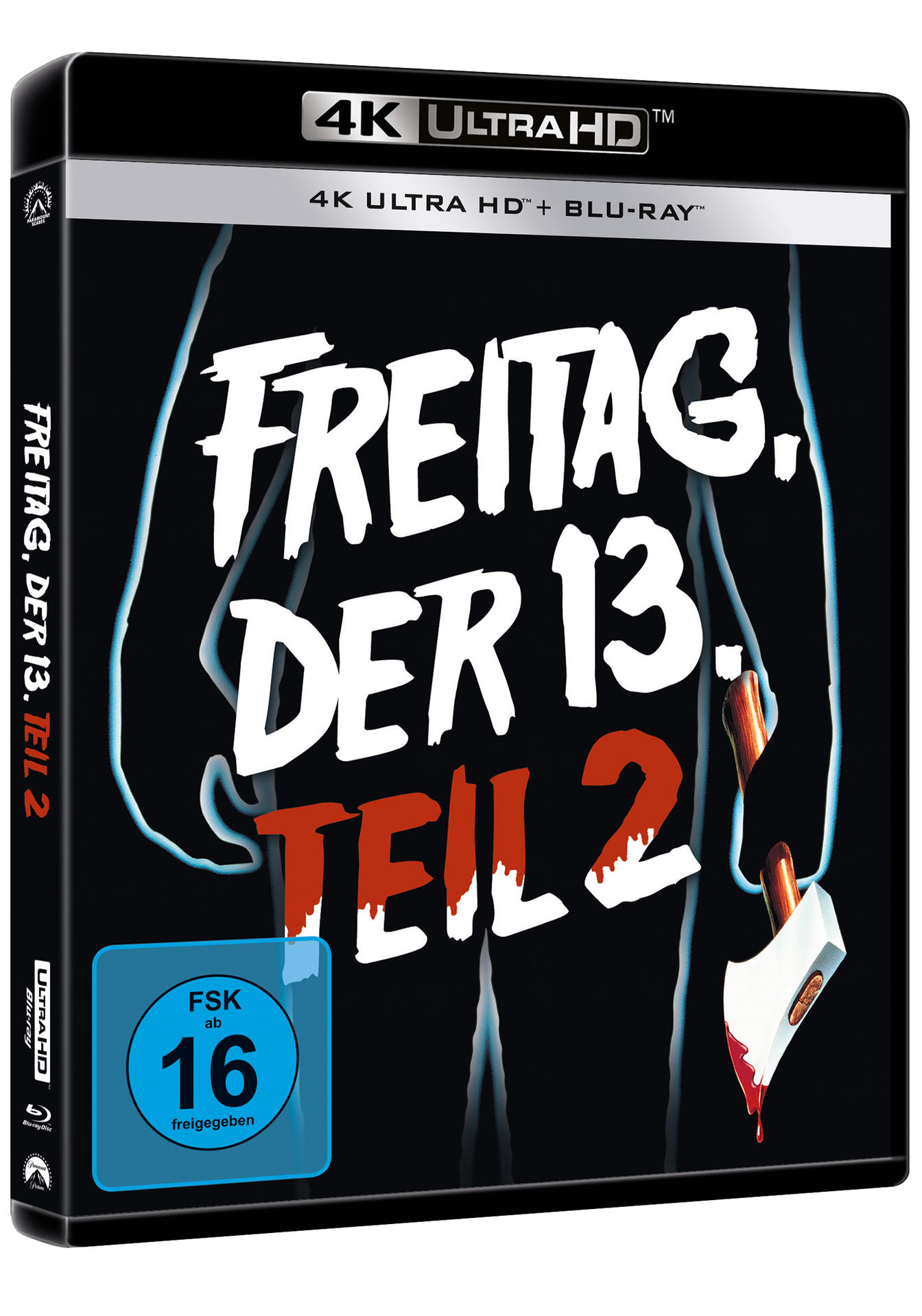 DVD-Hülle von 'Freitag der 13. Teil 2'. Titeltext und Grafik eines Killers.