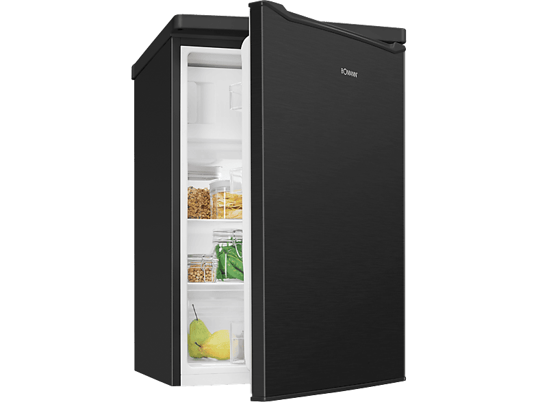 Bomann KS 7251 Kühlschrank mit Gefrierfach (C, 850 mm hoch, Edelstahl Optik schwarz, 109 l)