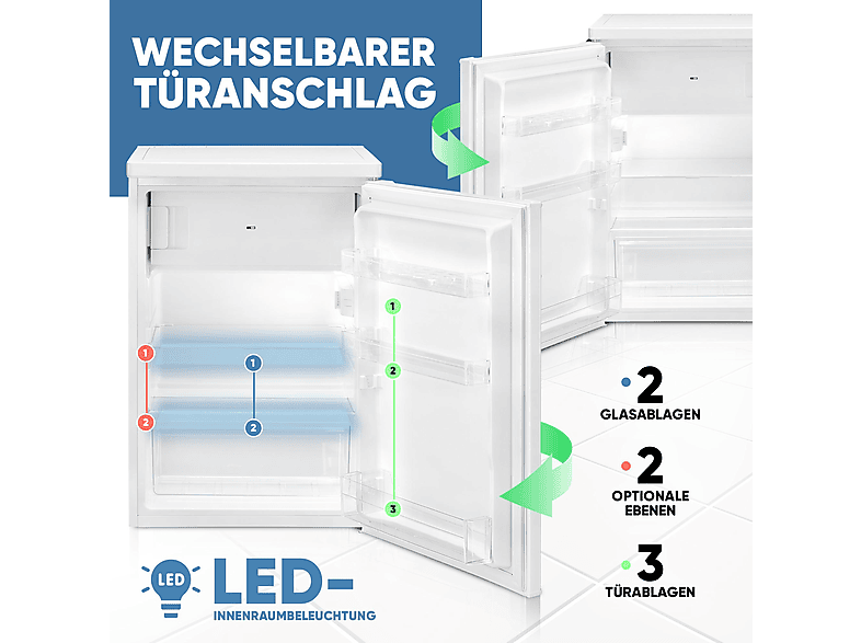 Bomann KS 7251 Kühlschrank mit Gefrierfach (C, 850 mm hoch, Weiß, 109 l) — Foto 4 von 5