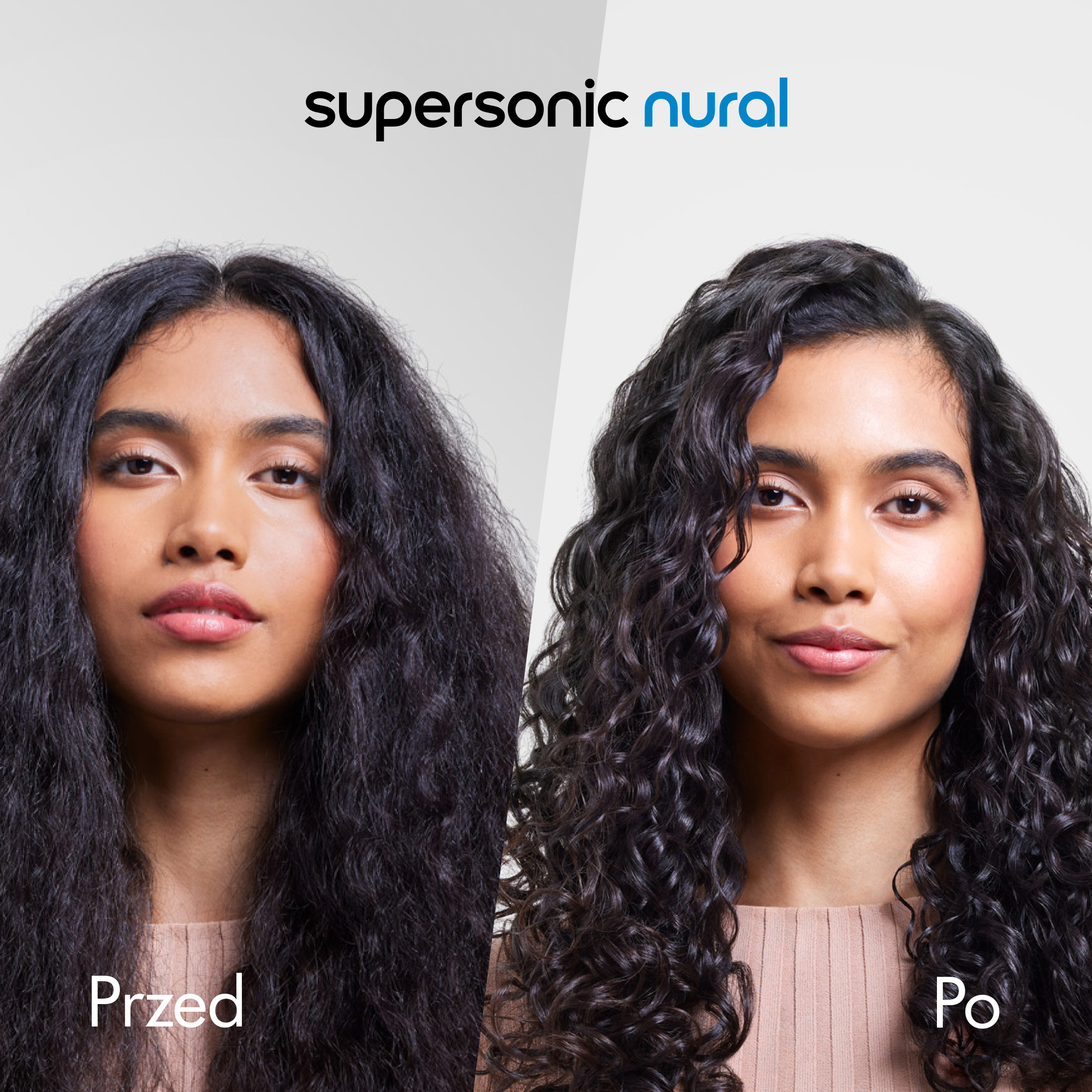 Dwie kobiety, przed i po zabiegu na włosy.