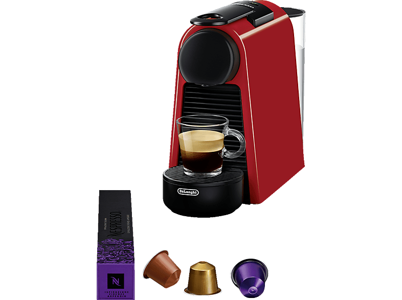 DELONGHI Nespresso Essenza Mini EN85.R, stylisches,  kompaktes Design, schnelle Aufheizzeit, einfache Bedienung, Kapselmaschine Rot