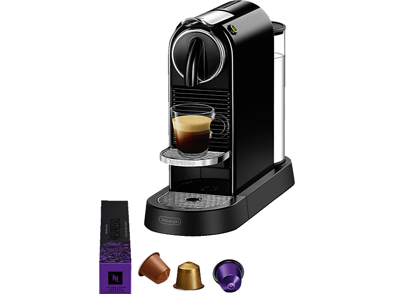 DELONGHI Citiz EN167.B Nespresso Citiz EN167.B, stylisch schlankes Design auch für hohe Gläser, schnelle Aufheizzeit, einfache Bedienung, Kapselmaschine Schwarz