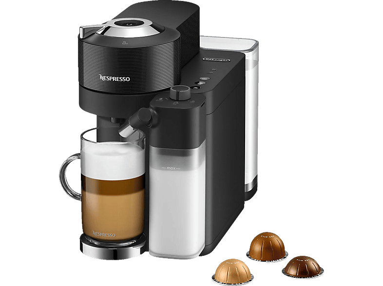 DELONGHI Nespresso Vertuo Lattissima ENV300.B, 5 Tassengrößen, cremiger Milchschaum, elegantes Design, leichte Bedienung, Kapselmaschine Schwarz