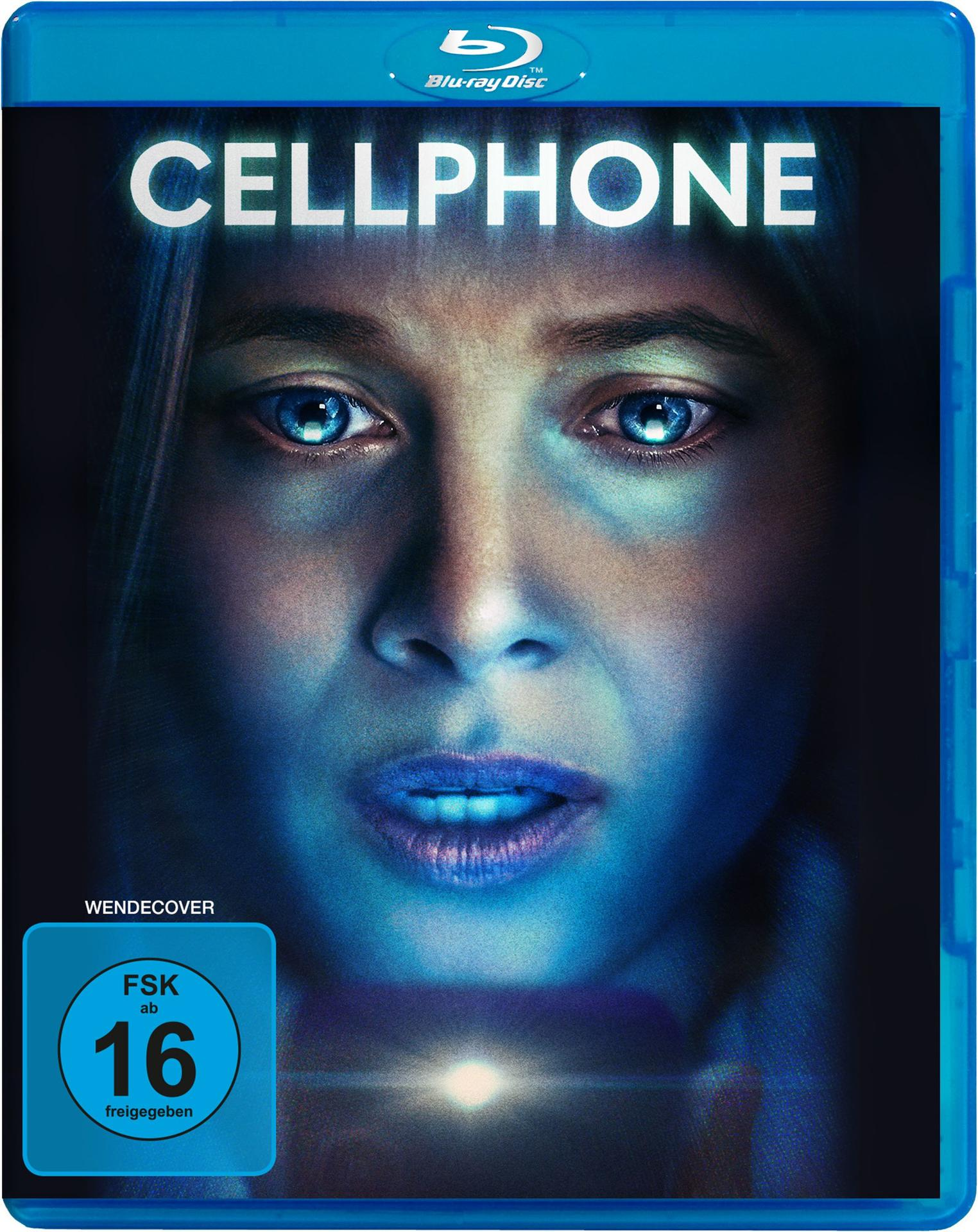 DVD-Cover: 'Cellphone', ein Frauenporträt mit blauen Augen.
