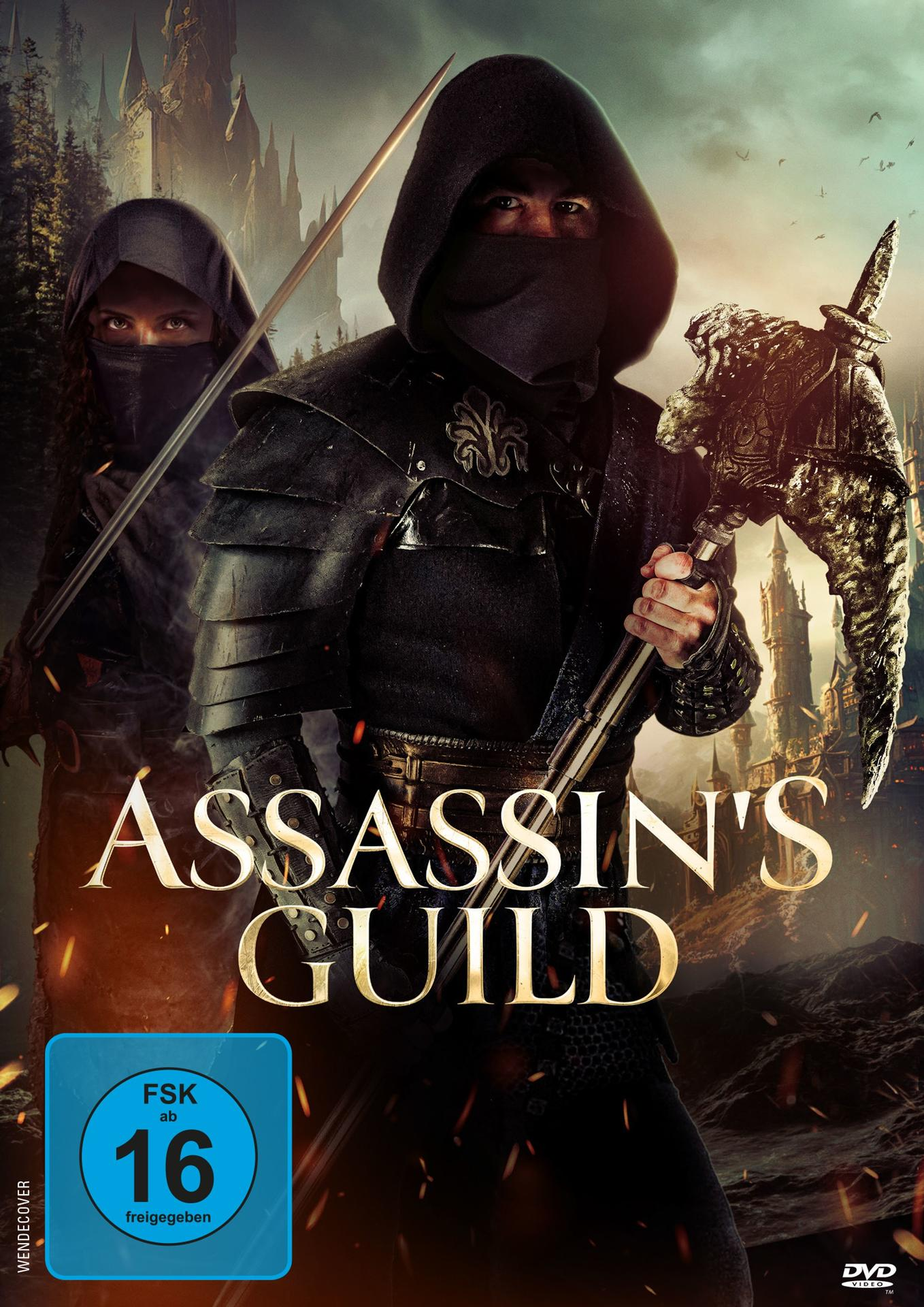 Filmcover von 'Assassin's Guild'. Zeigt zwei Kapuzenfiguren mit Schwertern.