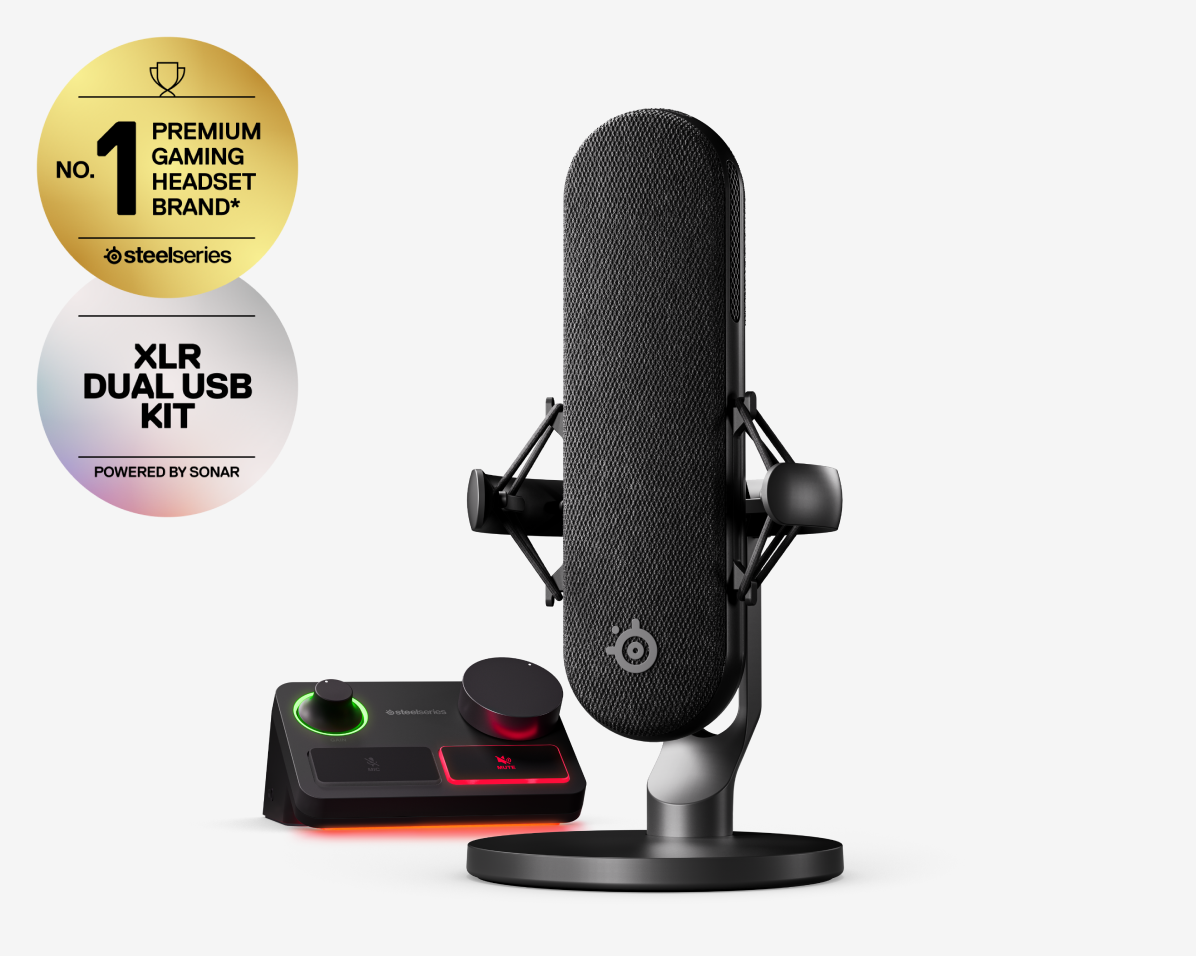 1. számú Prémium Gaming Headset márkalogó fekete mikrofonnal.