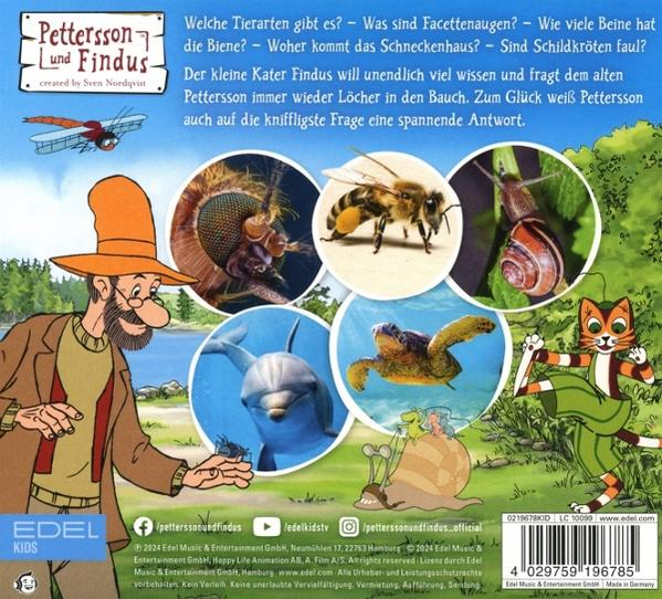 Buchcover mit Illustrationen von Tieren, Pettersen und Findus.