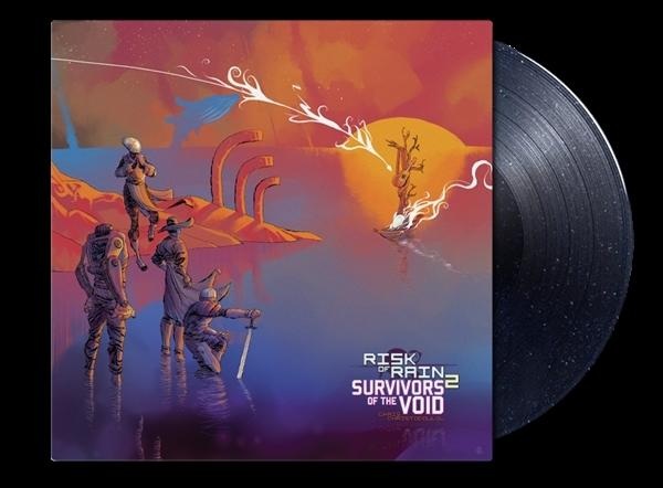 Albumcover mit Science-Fiction-Kunst, eine Vinyl-Schallplatte ist ebenfalls zu sehen.