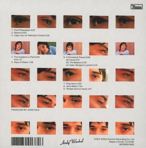 Albumcover mit mehreren Augen, Text und Künstlername. Grauer Hintergrund.
