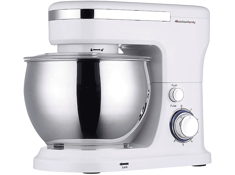Melchioni Family Maxima NEW Impastatrice Planetaria, 1000 W, capacità ciotola 5 l, Bianco / Plastica