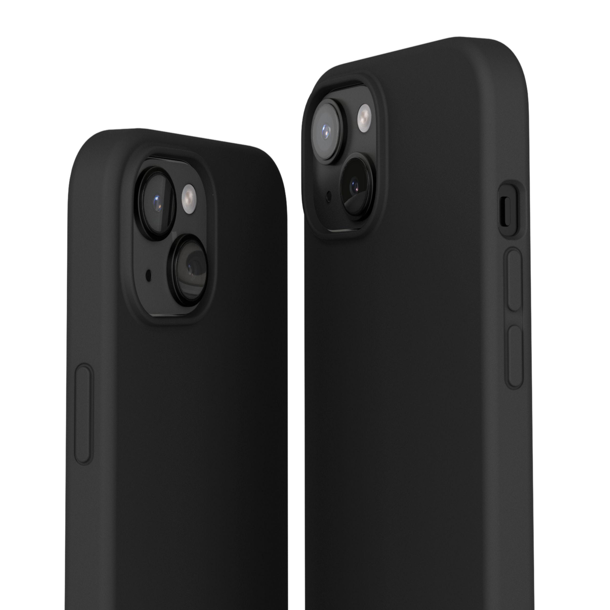 Zwei schwarze iPhone-Hüllen nebeneinander, Kameralinsen sichtbar, vor weißem Hintergrund.