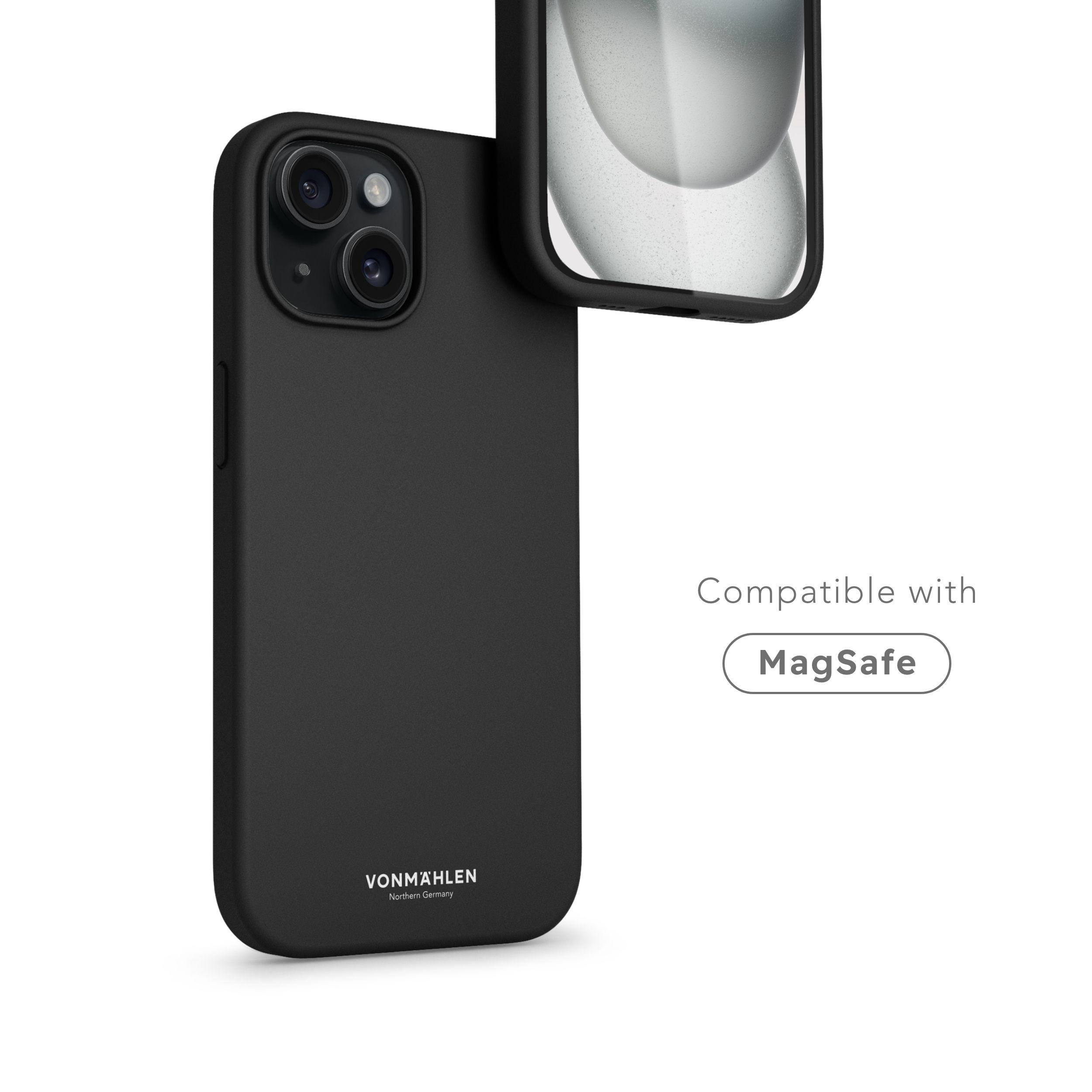 Schwarze Handyhülle mit Telefon, mit dem Text „Kompatibel mit MagSafe“.