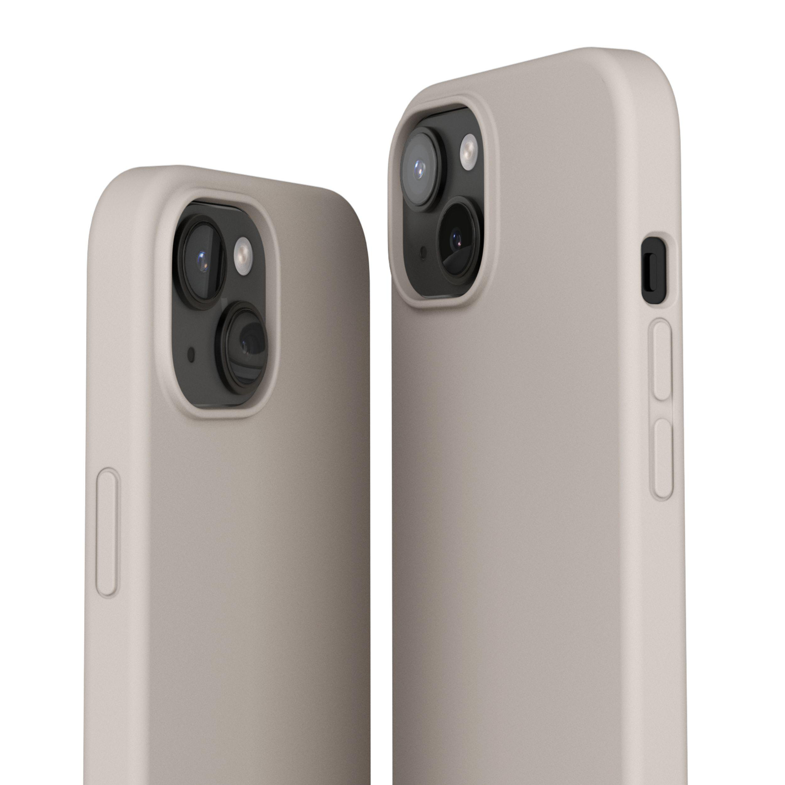 Zwei beige iPhone-Hüllen nebeneinander, Kameralinsen sichtbar, vor weißem Hintergrund.