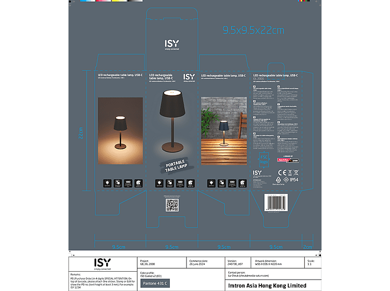 ISY IDL 2000 LED wiederaufladbare Tischleuchte; LED Akku-Tischleuchte — Foto 4 von 5