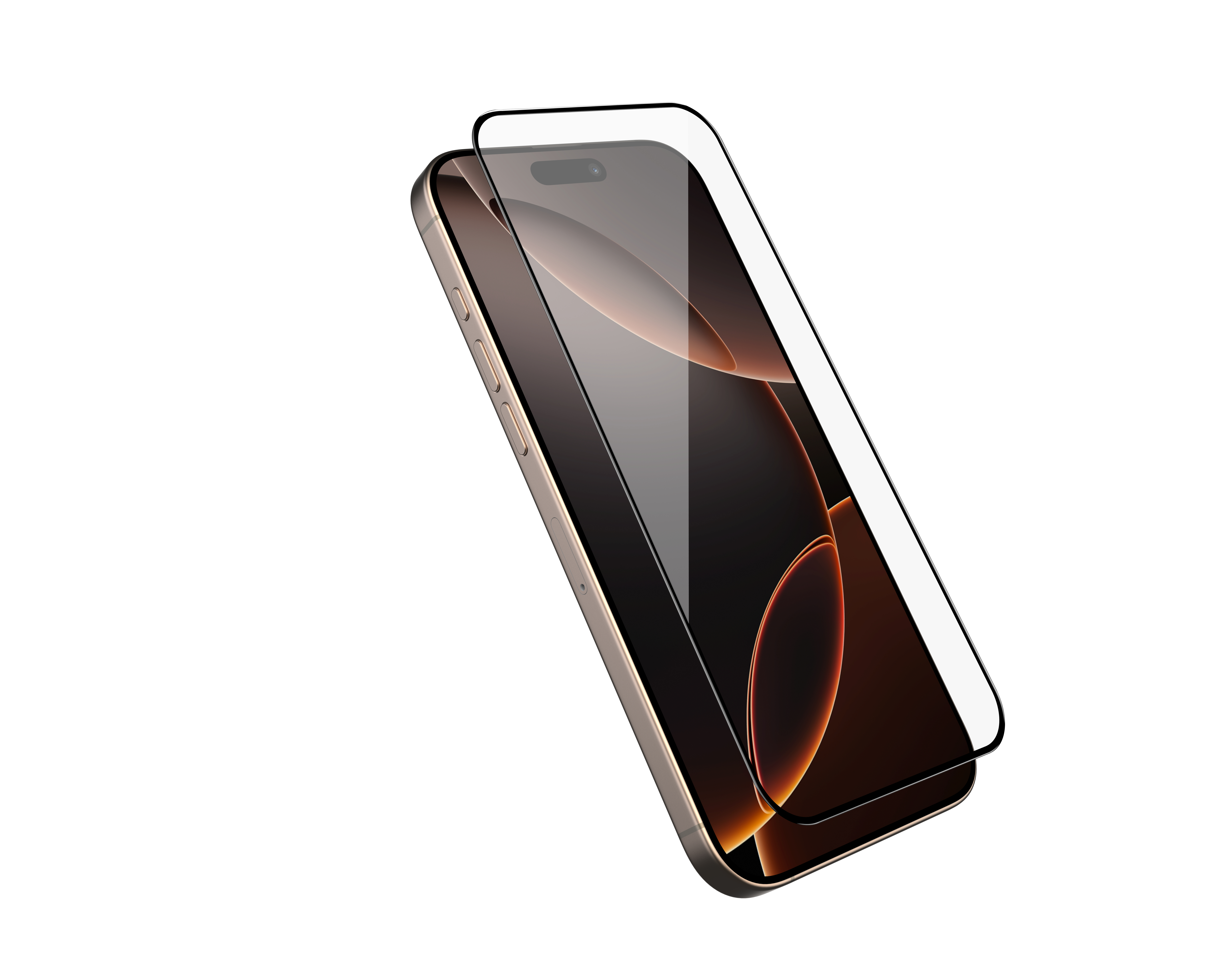 Telefon mit Displayschutzfolie. Gold, Schutz klar, auf dem Bildschirm.