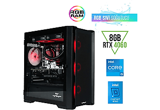 WARP Optima i5/12400FB760 Cooling/Asus RTX 40608 GB/RGB/16GB RGB/512 GB/650WFSP Powers/Freedos Oyuncu Bilgisayarı Siyah