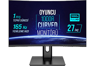 WARP WP27-B 27 inç 165 Hz 1 ms Curved RGB G-Sync/FreeSync FHD Gaming Monitör Siyah