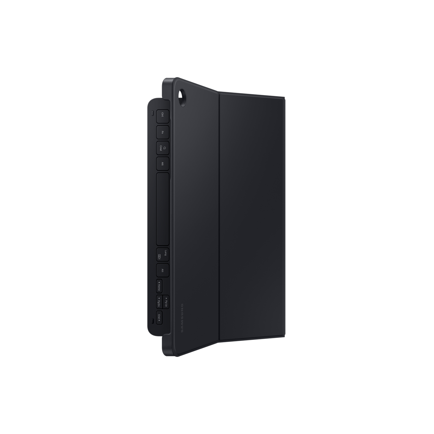 Black tablet keyboard case, closed.