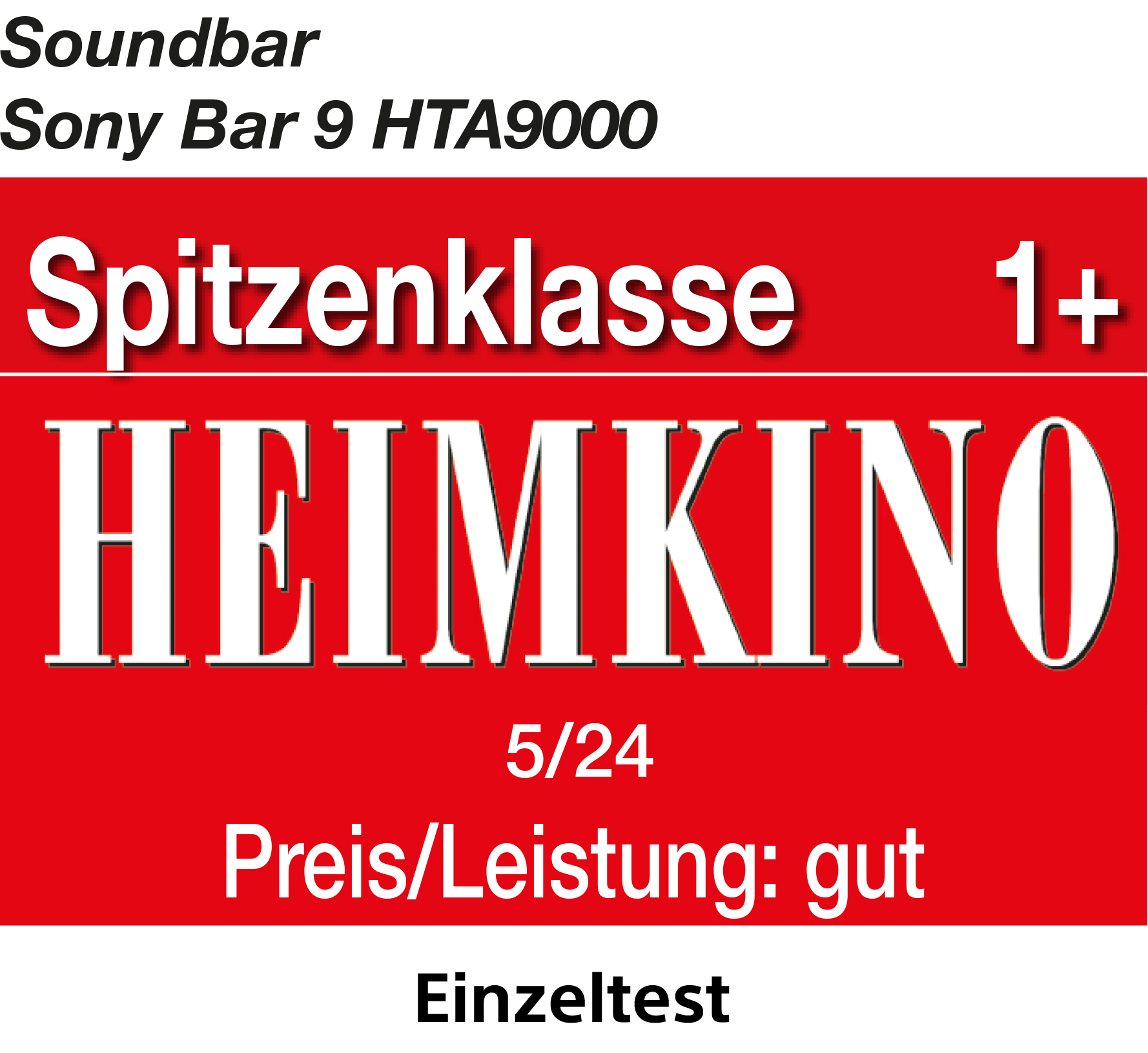 Couverture du magazine Heimkino rouge et blanc avec texte, indiquant une haute qualité.