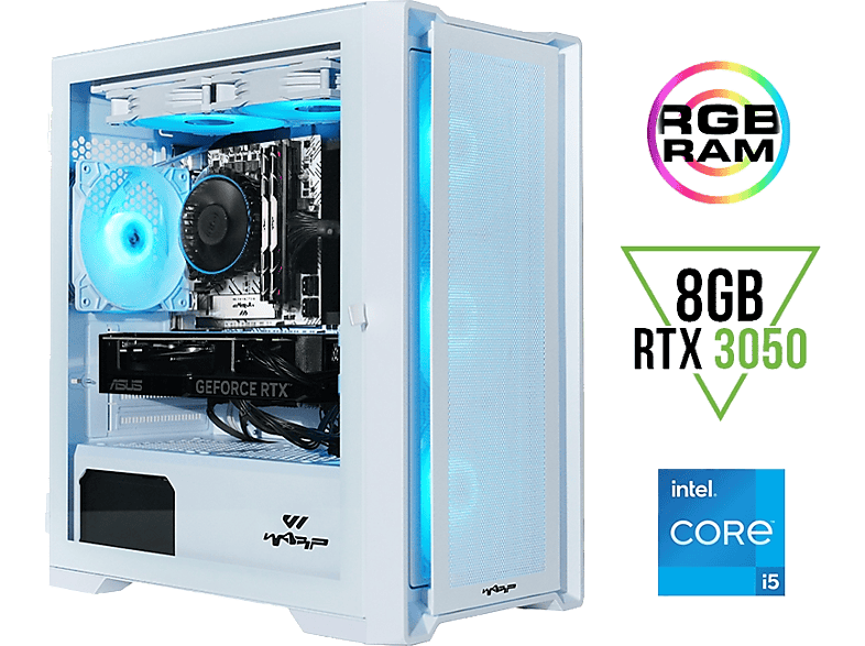 WARP Optima i5 11400F/H510/RTX 3050 8 GB/16 GB/RGB/512 GB/650 W FSP Power Supply Freedos Oyuncu Bilgisayarı Beyaz_0