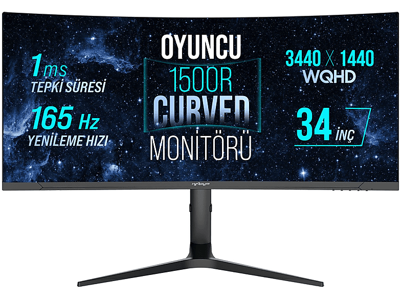 WARP WP34-B 34 inç 165 Hz 1 ms (MPRT) WQHD Curved RGB G-Sync/FreeSync Gaming Monitör Siyah_0